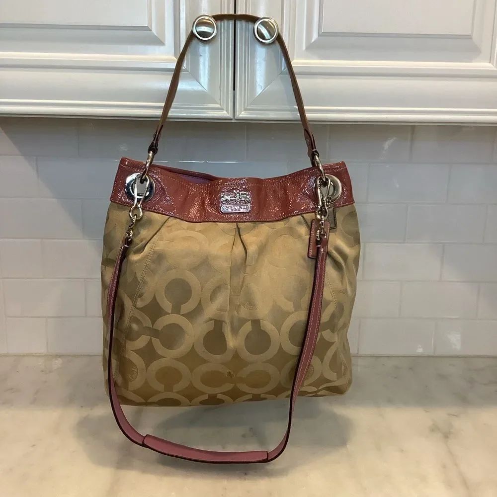 Coach Bag Purse Handbag Op Art Sateen Madison Hippie XL Convertible Shoulder Bag